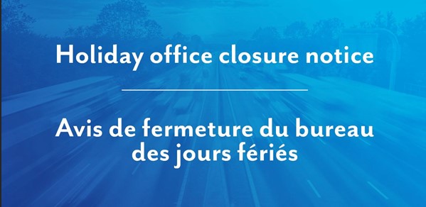 Holiday Office Closure Notice